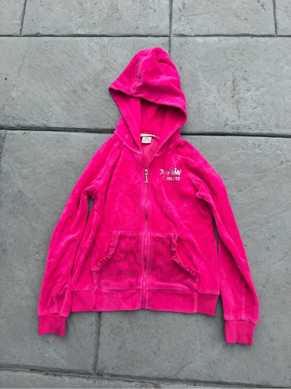 Juicy Couture Bright Pink Velour Hooded Zip Jacket